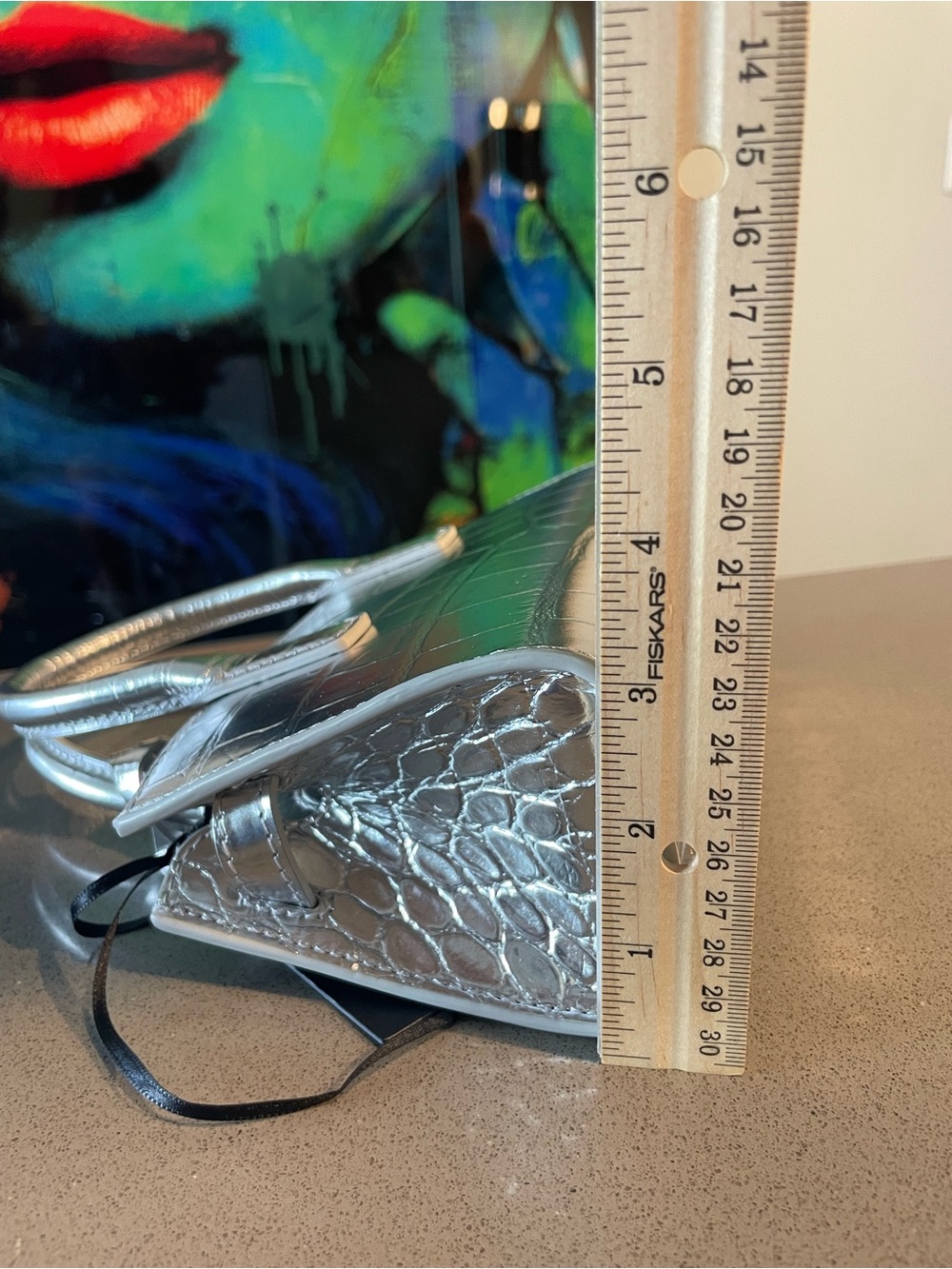 Versace Silver Croc-Embossed Mini Tote with Detachable Strap - Picture 8 of 16